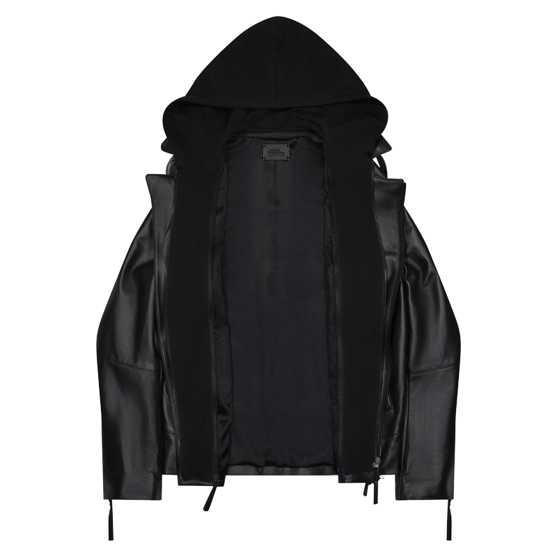No Fear x Opium Hooded Lambskin Biker Black7