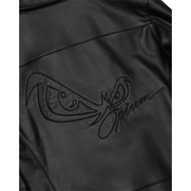 No Fear x Opium Hooded Lambskin Biker Black3