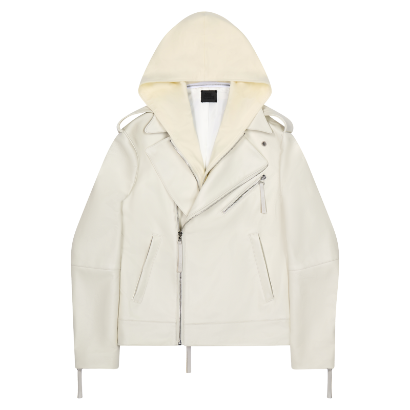No Fear x Opium Hooded Lambskin Biker White1