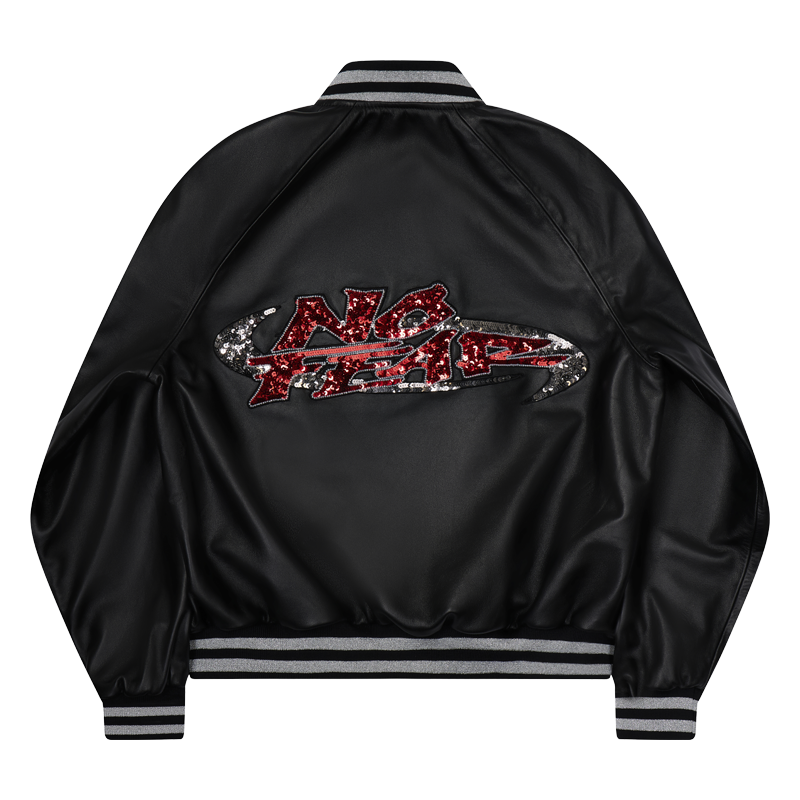 No Fear x Opium Lambskin Sequin Bomber Black1